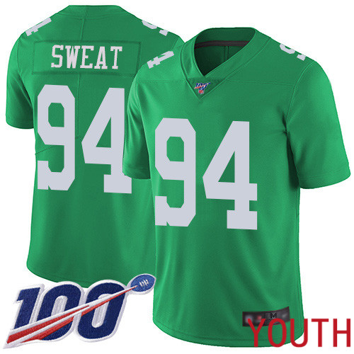 Youth Philadelphia Eagles 94 Josh Sweat Limited Green Rush Vapor Untouchable NFL Jersey 100th Season Football